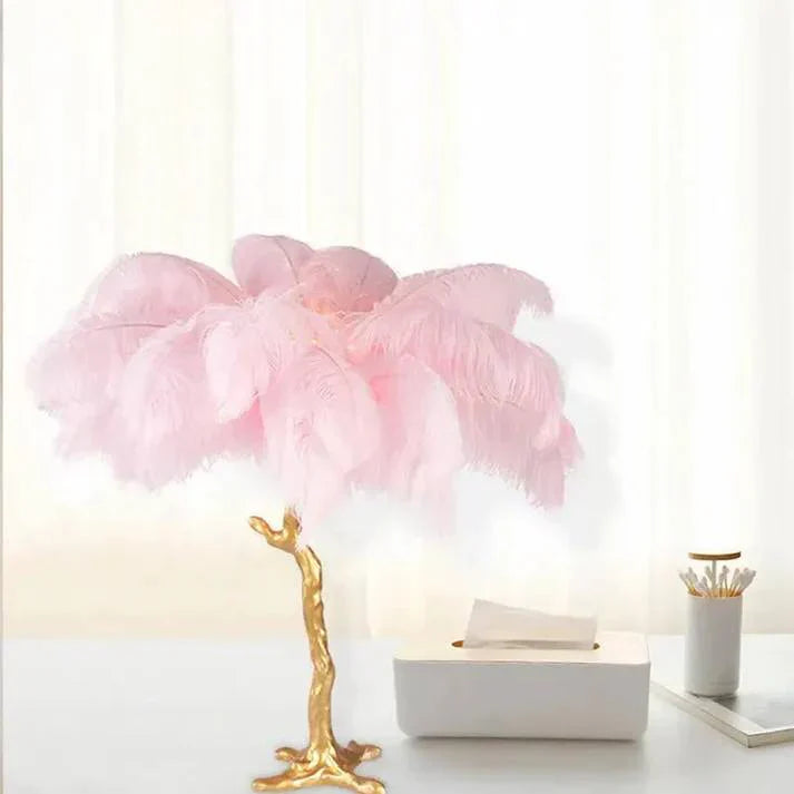 Tischlampe mit straubenfedern
