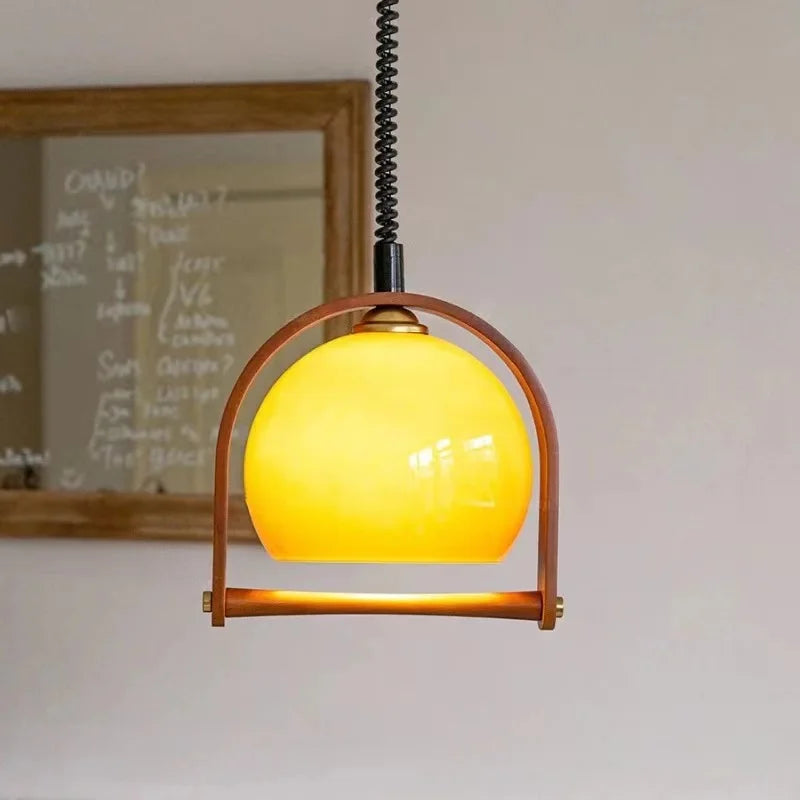 Vintage bauhaus holz pendelleuchten
