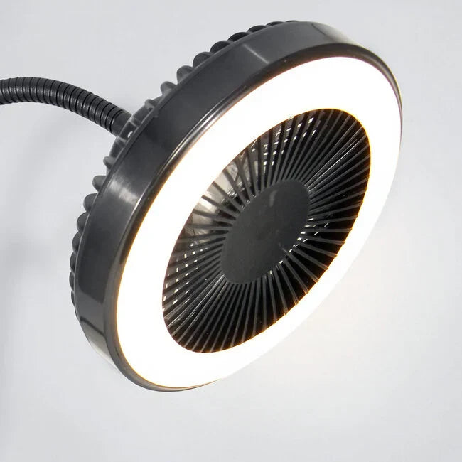 Tragbarer 2-in-1-ventilator mit leds und clip - mani