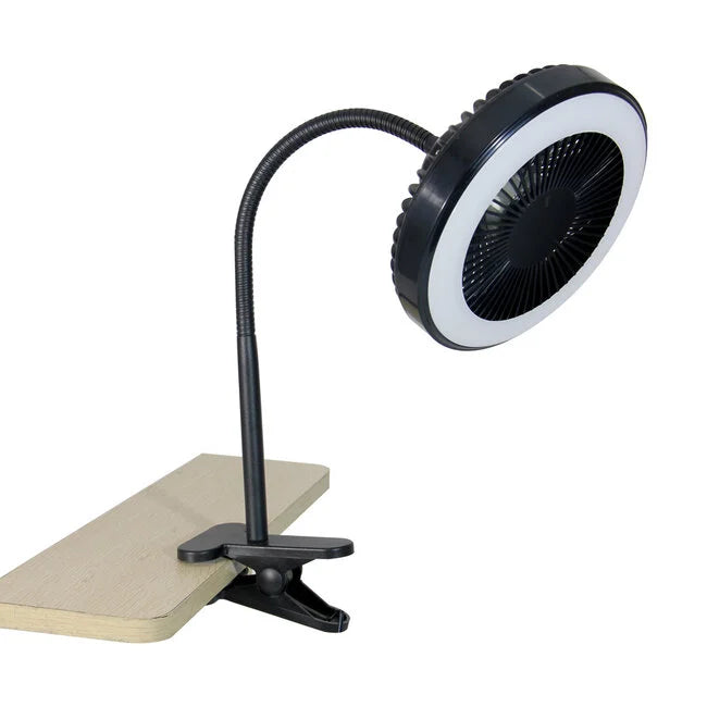 Tragbarer 2-in-1-ventilator mit leds und clip - mani
