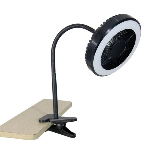 Tragbarer 2-in-1-ventilator mit leds und clip - mani