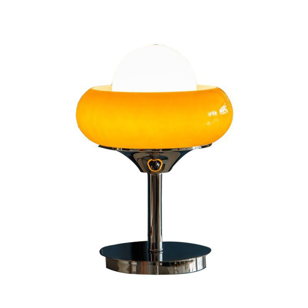 Vintage bauahus glas gelbe tischlampe