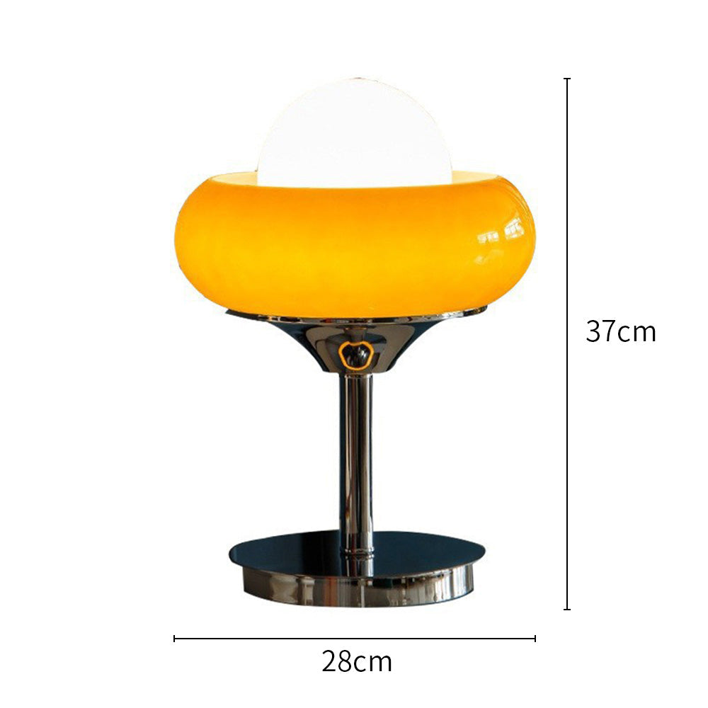 Vintage bauahus glas gelbe tischlampe
